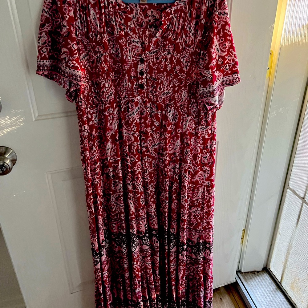Knox Rose Red print smock dress